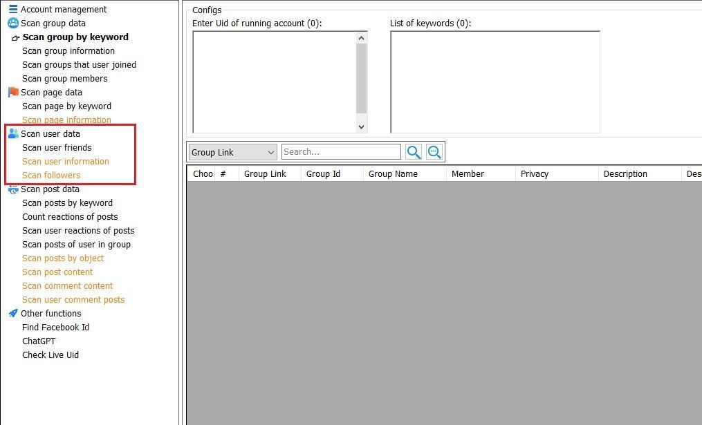 MaxData ฟังก์ชันการทำงาน Scan user data